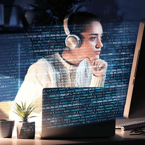 Woman programming on a computer